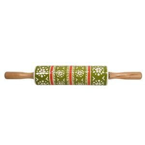 Anthropologie Ceramic Floral Folk Art Kitchen Rolling Pin Wood Handles Bloomcore